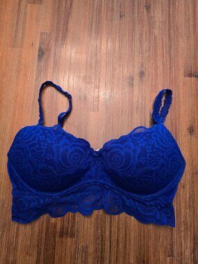 Victoria's Secret PINK Royal Blue Lace Bralette Size S Padded